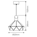 Suspension e27 max.60w abat-jour noir et bois clair extérieur / blanc intérieur cable pvc l.150cm noir