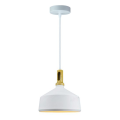 Suspension e27 max.60w abat-jour alu blanc mat et bois clair extérieur / blanc intérieur cable pvc l.150cm blanc