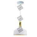 Suspension e27 max.60w abat-jour alu blanc mat et bois clair extérieur / blanc intérieur cable pvc l.150cm blanc