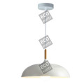 Suspension e27 max.60w abat-jour alu blanc mat et bois clair extérieur / blanc intérieur cable pvc l.150cm blanc