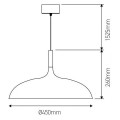 Suspension e27 max.60w abat-jour alu blanc mat et bois clair extérieur / blanc intérieur cable pvc l.150cm blanc