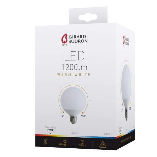 Girard sudron globe d120 led 330° 15w e27 2700k 1200lm