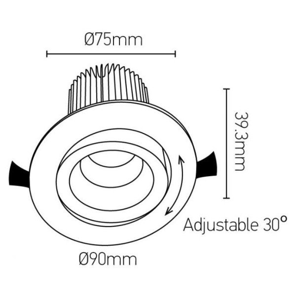 Girard sudron cavell - spot encastré inclinable led ip 65 Ø86 x 75 enc.Ø75 10w 3000k 850lm 45° blanc