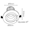 Girard sudron cavell - spot encastré inclinable led ip 65 Ø86 x 75 enc.Ø75 10w 3000k 850lm 45° blanc