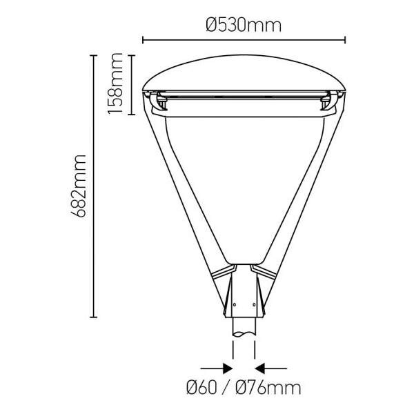 Girard sudron fire - eclairage public led ip66 Ø530x682 40w 3000k 4084lm 85-135° noir