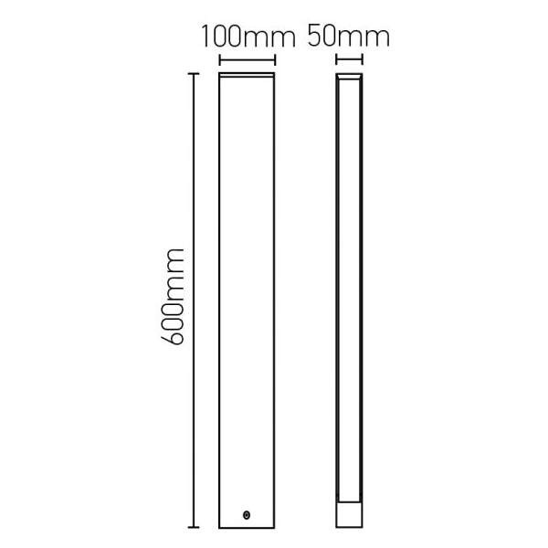 Girard sudron rise - poteau lumineux led ip65 50x100x600 24w 4000k 1320lm 135° noir