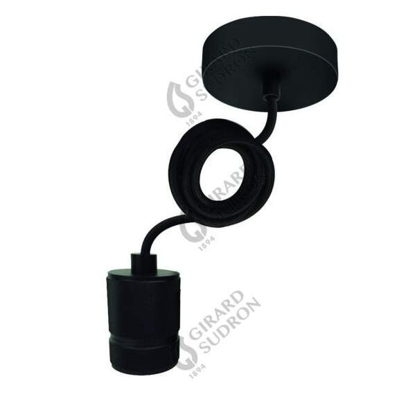 Girard sudron diy monture noire pavillon et douille e27 acier cable text. noir