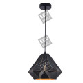 Suspension e27 abat-jour métal noir extérieur/ doré intérieur cable pvc l.100cm