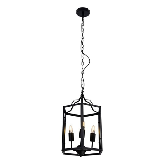 Suspension e14 x 3 abat-jour métal noir cable pvc l.100cm