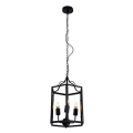 Suspension e14 x 3 abat-jour métal noir cable pvc l.100cm