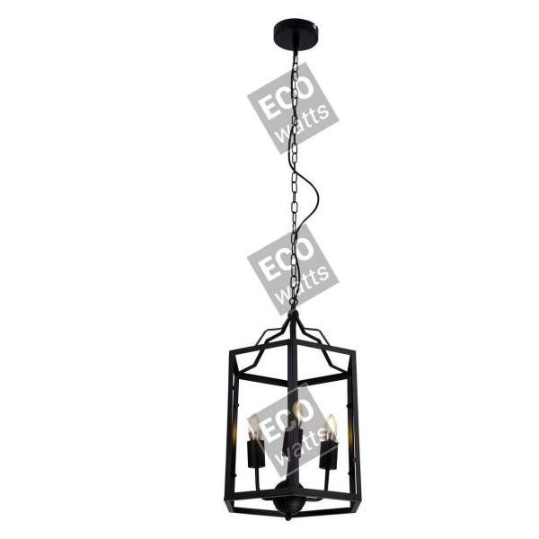 Suspension e14 x 3 abat-jour métal noir cable pvc l.100cm