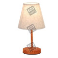 Lampe à poser e14 max.40w abat-jour lin blanc - pieds bois foncé - cable pvc l.120cm avec inter. noir