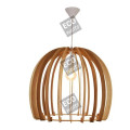 Suspension e27 max.40w abat-jour bois extérieur / intérieur cable pvc l.100cm blanc