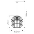 Suspension e27 max.40w abat-jour bois extérieur / intérieur cable pvc l.100cm blanc