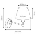 Applique murale bras articulée e27 max.40w chrome abat-jour pvc blanc