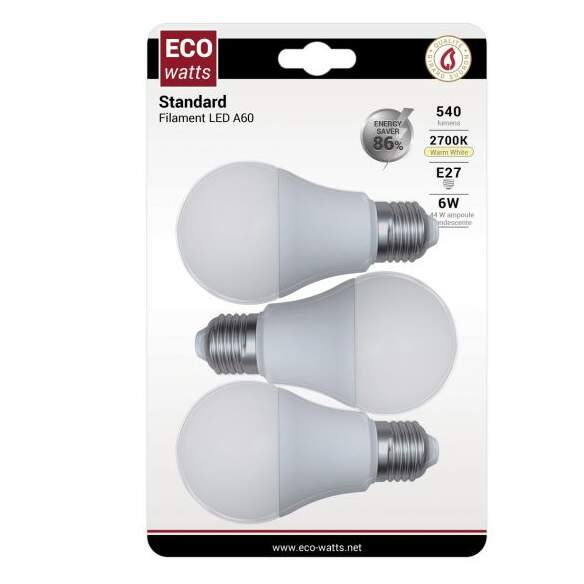 Girard sudron blister 3* standard a60 led 270° 6w e27 2700k 