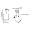 Girard sudron mimas - projecteur sur rail led Ø130x284 42w 3000k 3600lm 36° blanc