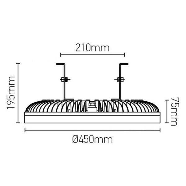 Girard sudron ananke - cloche industrielle led ip 66 Ø450x195 180w 4000k 16766lm 60° argent