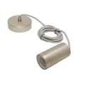 Girard sudron monture et douille cylindre filetée e27 acier gris clair métallisé, câble 2m textile gris