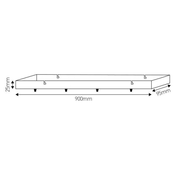 Square ceiling_4 holes_900x95x25mm_black