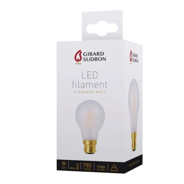 Girard sudron standard a60 led filament 8w b22 2700k 780lm dim. mat.