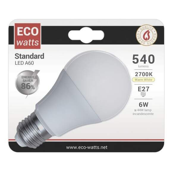 Girard sudron ecowatts - standard a60 led 270° 6w e27 2700k 540lm 3125469986621