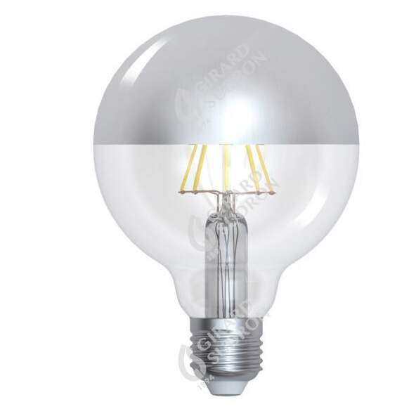 Girard sudron globe d95 led filament "calotte argentée" 8w e27 2700k 950lm dim.