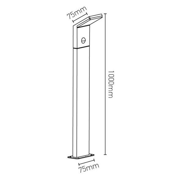 Girard sudron jabbah ii - poteau lumineux led 75x75x1000 9w 4000k 690lm gris foncé