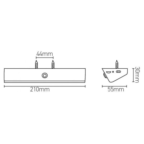 Girard sudron menkar - eclairage de meuble led 210x55x30 1w 3000k 100lm 90° noir
