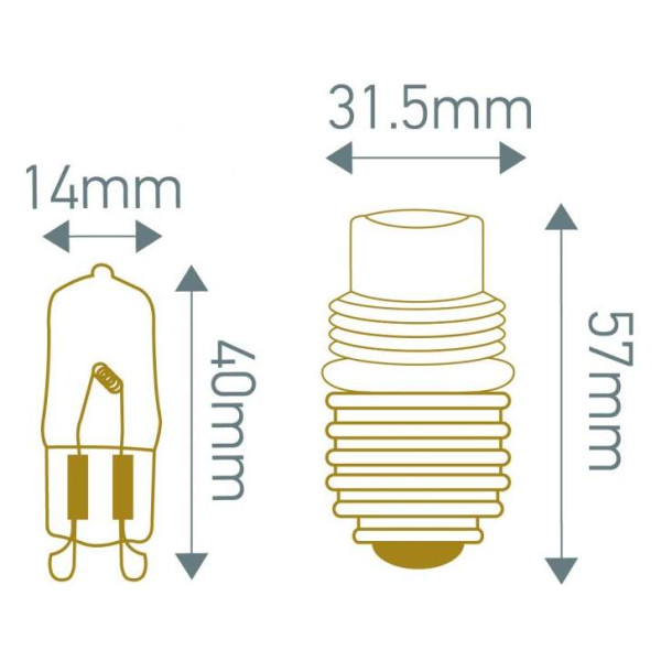 Girard sudron douille g9 d.31,5 culot e27+lampe g9 42w