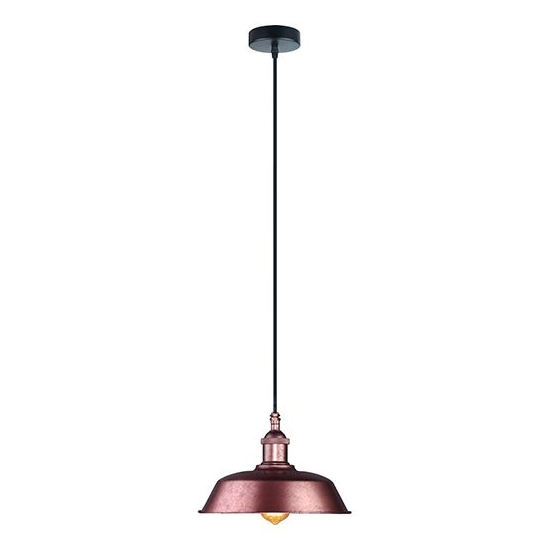 Suspension ip44 alu e27 max.60w abat-jour effet rouillé extérieur / intérieur cable pvc l.150cm noir