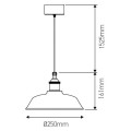 Suspension ip44 alu e27 max.60w abat-jour effet rouillé extérieur / intérieur cable pvc l.150cm noir