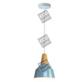 Suspension e27 max.60w abat-jour alu bleu ciel et bois clair extérieur / blanc intérieur cable pvc l.150cm blanc