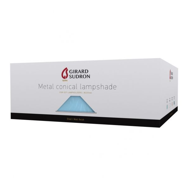 Girard sudron abat-jour métal conique ø220mm bleu ciel mat