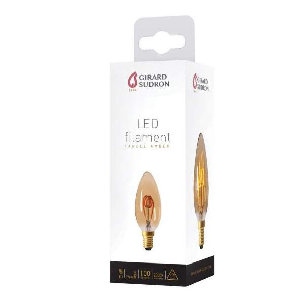 Girard sudron flamme c35 filament led torsadée 3w e14 100lm dim. ambre