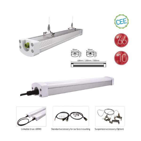 Girard sudron stable - réglette étanche led ip 66 1500x90x62 80w 4000k 8800lm 120° dépoli