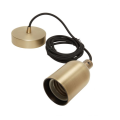 Suspension douille e40 + pavillon mtal bronze + câble text. noir 2 mtres
