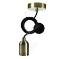 Suspension douille e40 + pavillon mtal bronze + câble text. noir 2 mtres