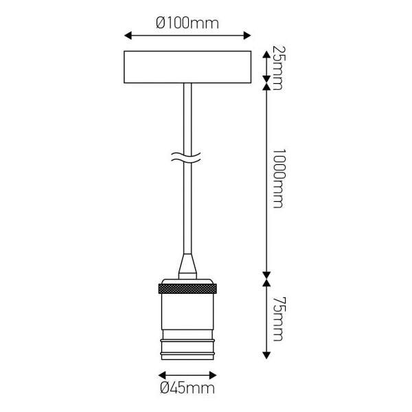 Girard sudron monture e27 metal gris/n cable noir