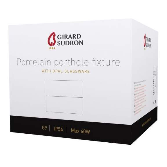 Girard sudron applique porcelaine g9 hublot av. verrerie opaline blanc - Girard Sudron - 300250