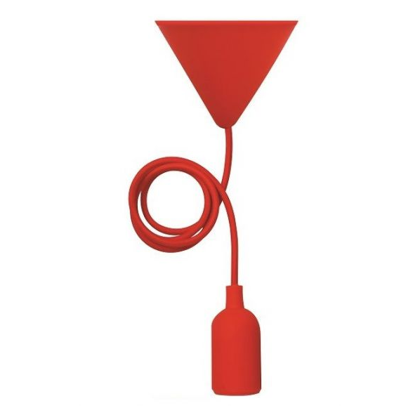 Girard sudron ecowatts - suspension e27 silicone câb. text. l.100cm rouge
