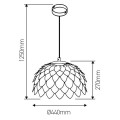 Suspension e27 max.40w abat-jour pvc blanc extérieur / intérieur cable pvc l.100cm transparent