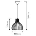 Suspension e27 max.40w bois foncé cable pvc l.100cm noir