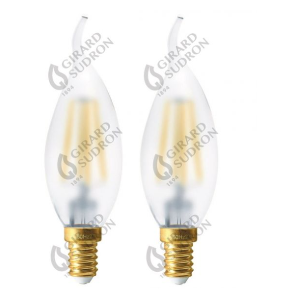 Girard sudron lot de 2 ampoules filament flamme cdv led 4w e14 2700k blitster