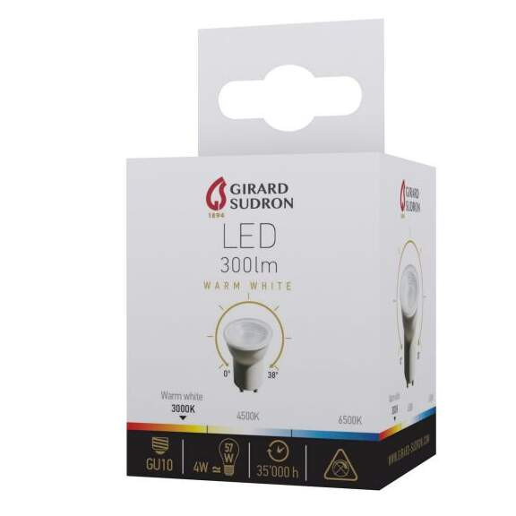 Spot led mr11 230v gu10 4w 3000k 300lm 38° non dim