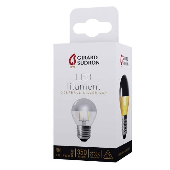Girard sudron spherical g45 led filament "calotte argentée" 4w e27 2700k 350lm dim.