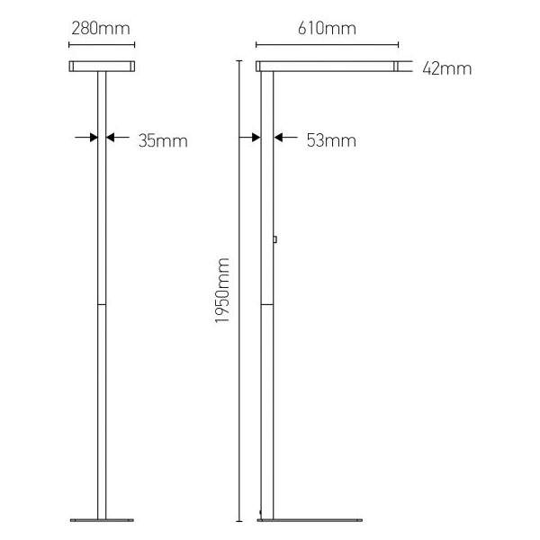 Girard sudron autonoe - lampadaire led 610x280x1950 60w 4000k 5400lm 120° noir dim