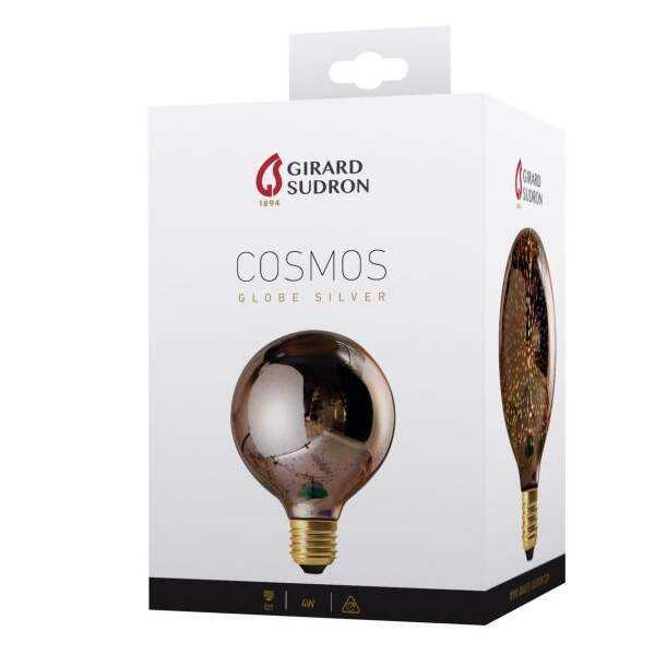 Globe Cosmos 3D Girard Sudron G125 – 4 W – E27 – Argent – No Dimmable
