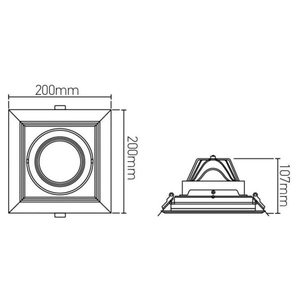 Girard sudron jay - spot encastré led 200x200x107 enc.175x175 1x30w 4000k 2700lm 36° blanc