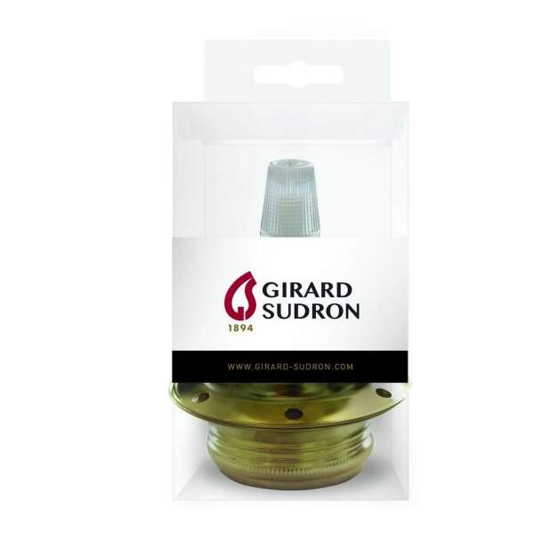 Girard sudron douille e27 filetée acier laitonné montée avec terre blister + arrêt câble